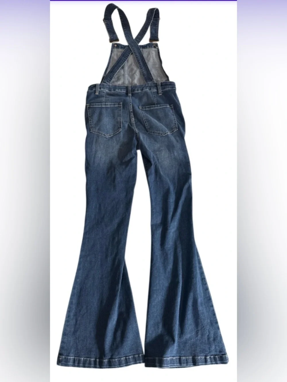Free People Carly Women’s Dark Blue Denim Overalls Jeans - Flared Leg size 28 - Picture 5 of 8